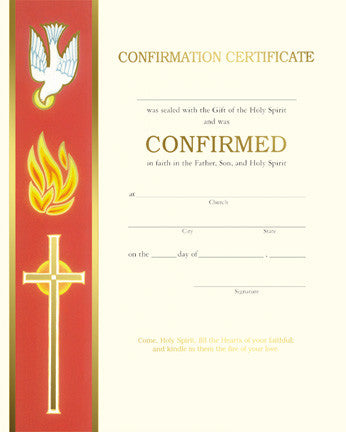 certificado de confirmación católica