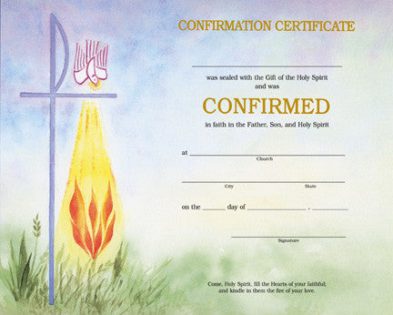 certificado de confirmación católica
