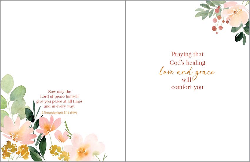 With Scripture Sympathy Greeting Card - Coral Blossoms