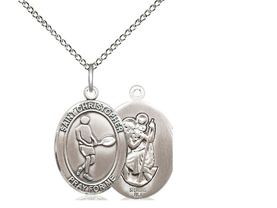 Silver-filled St. Christopher Tennis Medal