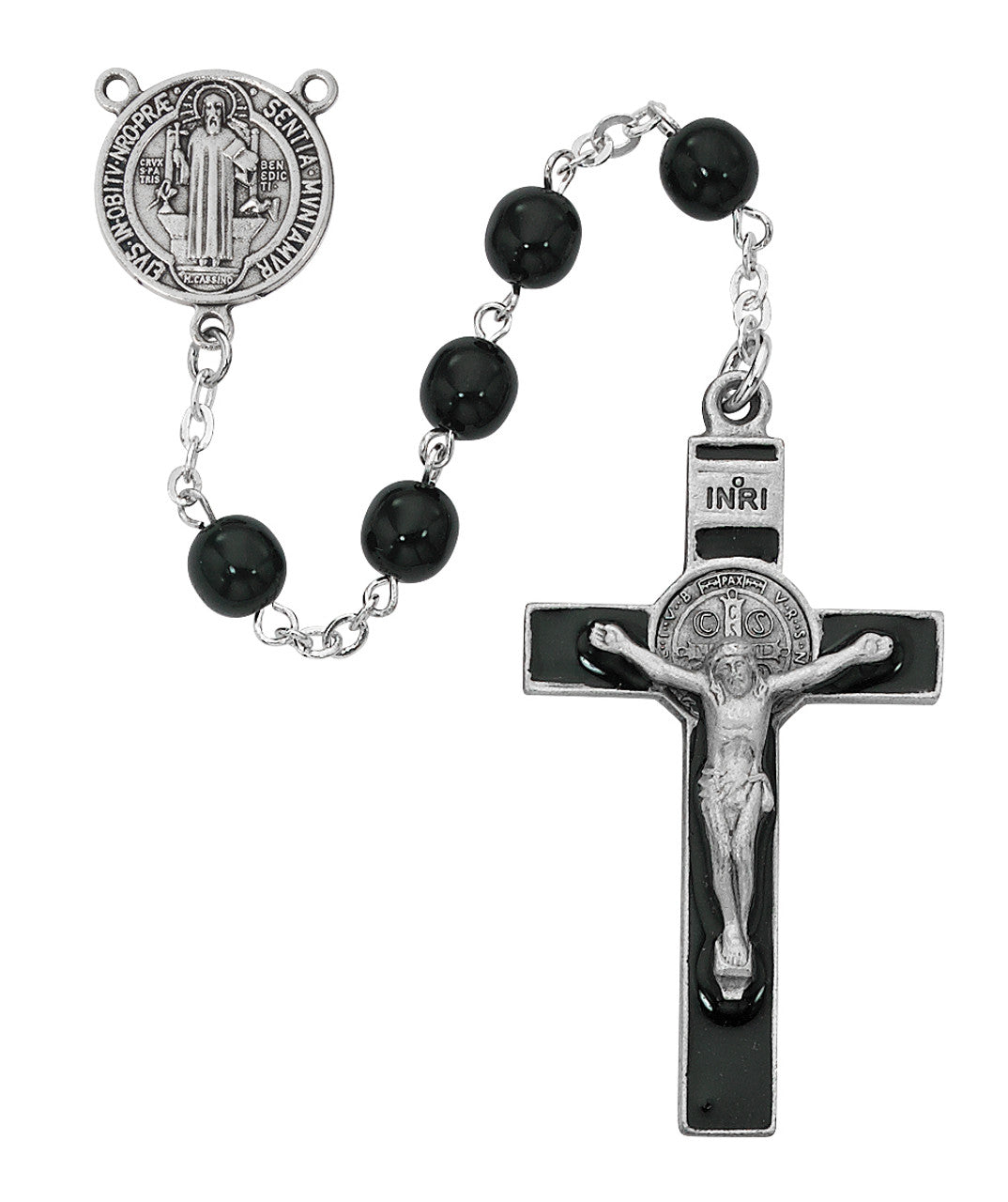 7 MM Black Glass St. Benedict