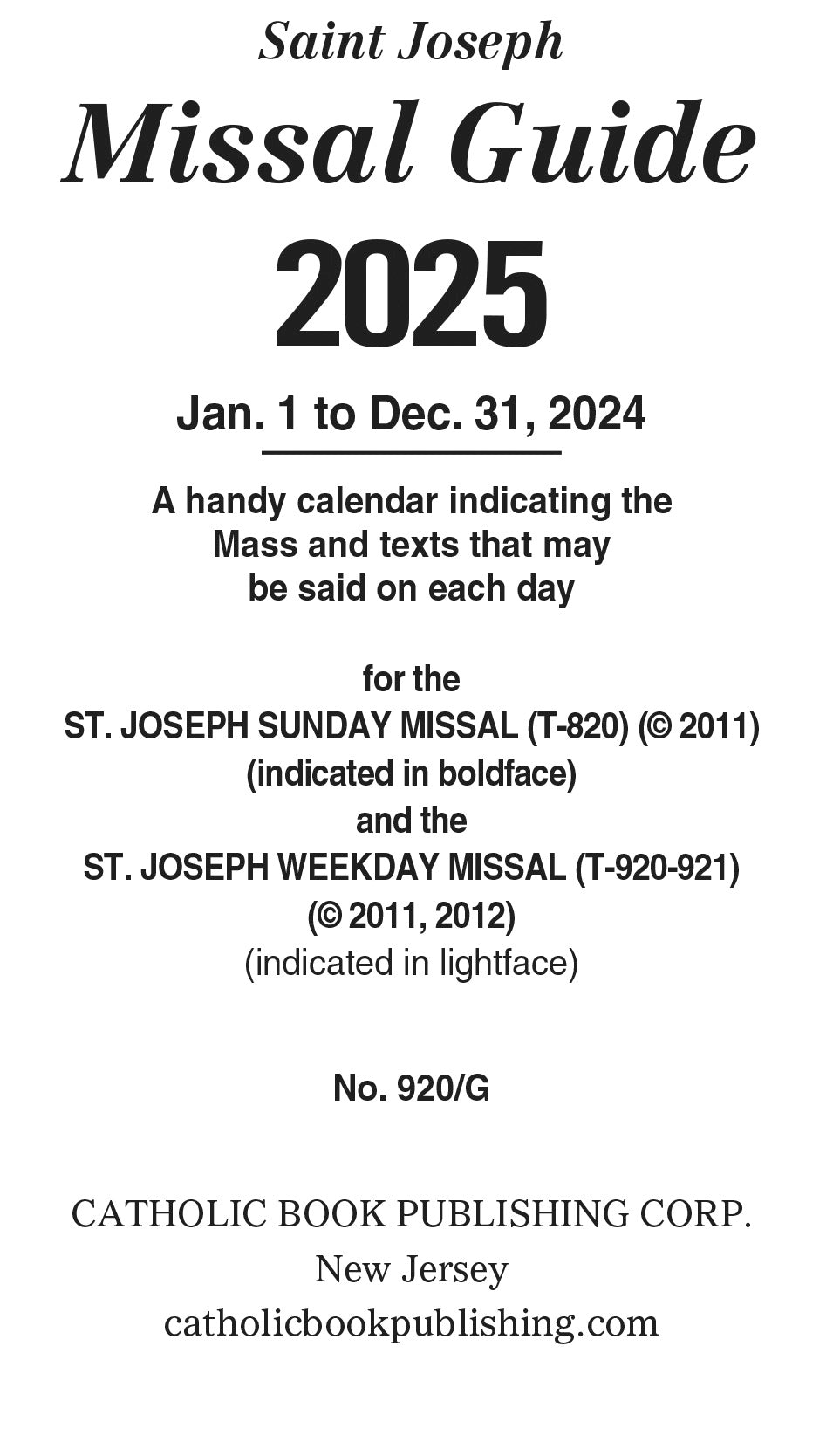 Missal Guide For 2025