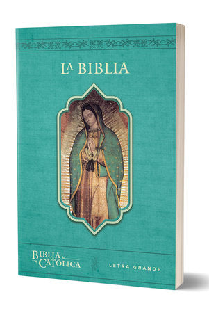 La Biblia Católica: Tamaño grande, Edición letra grande. Rústica, azul, con Virgen