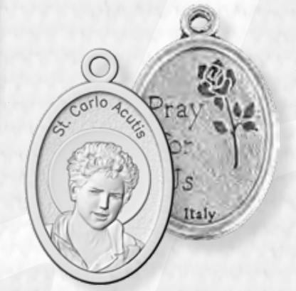 St. Carlo Acutis Antique Silver 1" Oxidized Medal