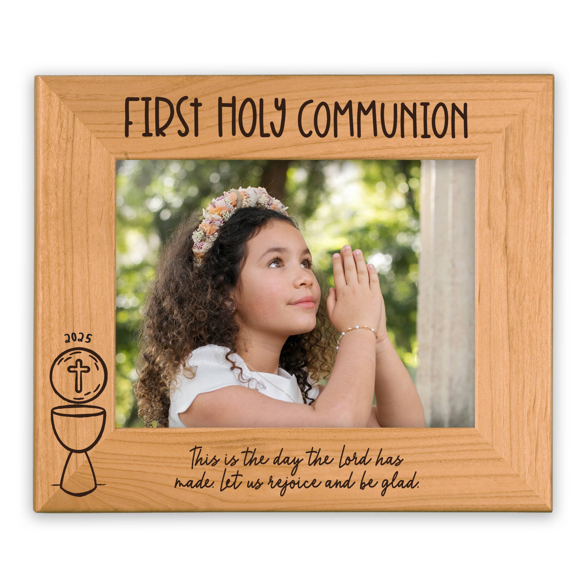 First Holy Communion Wood Picture Frame - Classic Chalice