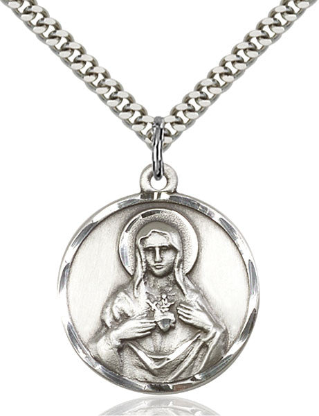 Sterling Silver Immaculate Heart of Mary Pendant