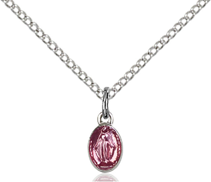 Sterling Silver Miraculous Pink Epoxy Pendant