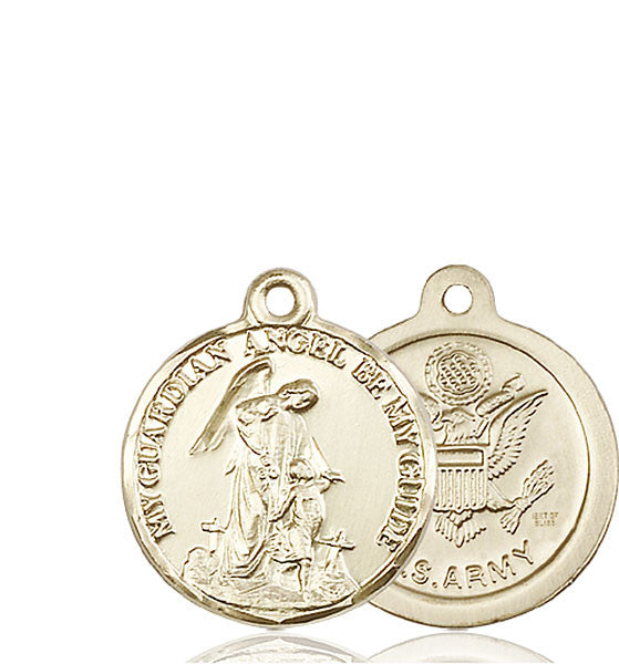 14kt Gold Guardain Angel / Army Medal