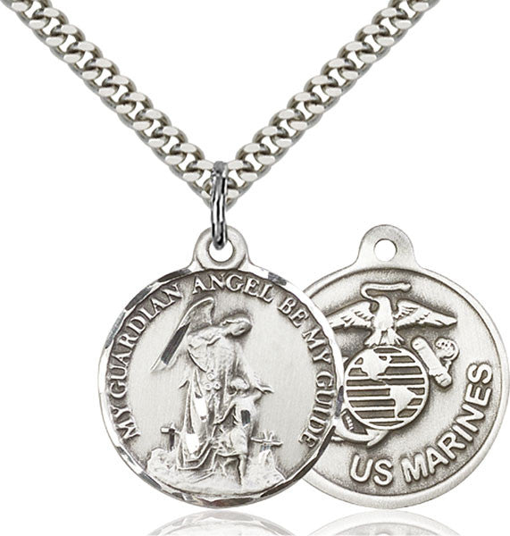 Sterling Silver Guardain Angel / Marines Pendant