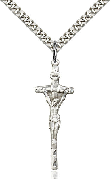 Colgante de crucifijo papal de plata esterlina