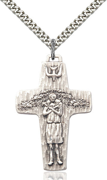 Colgante de crucifijo papal de plata esterlina