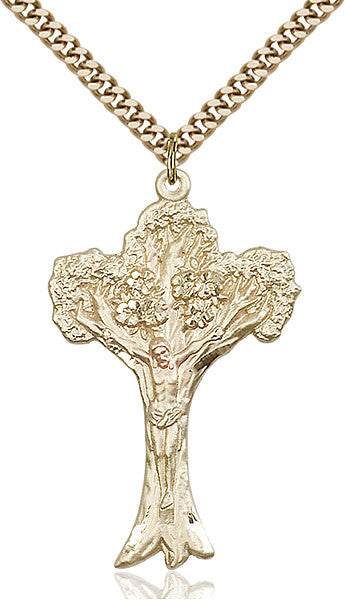 Gold Filled Tree of Life Crucifix Pendant