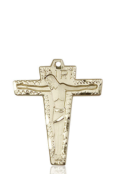 14kt Gold Primative Crucifix Medal