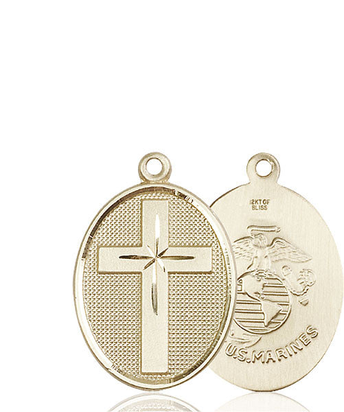 14kt Gold Cross / Marines Medal