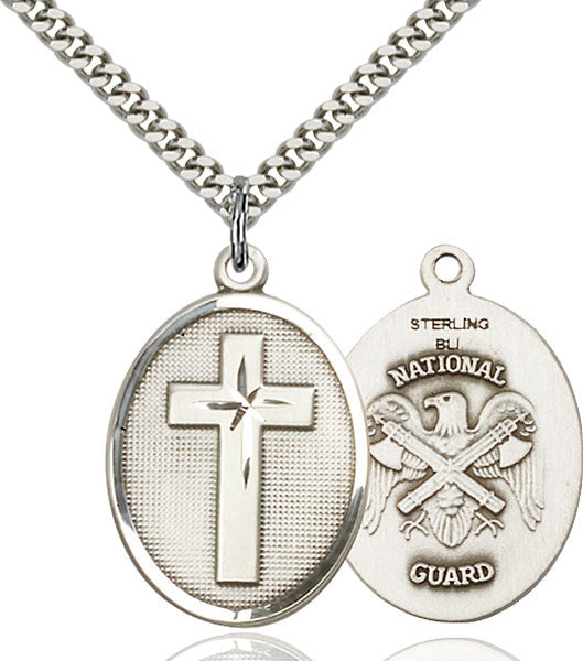 Sterling Silver Cross / National Guard Pendant