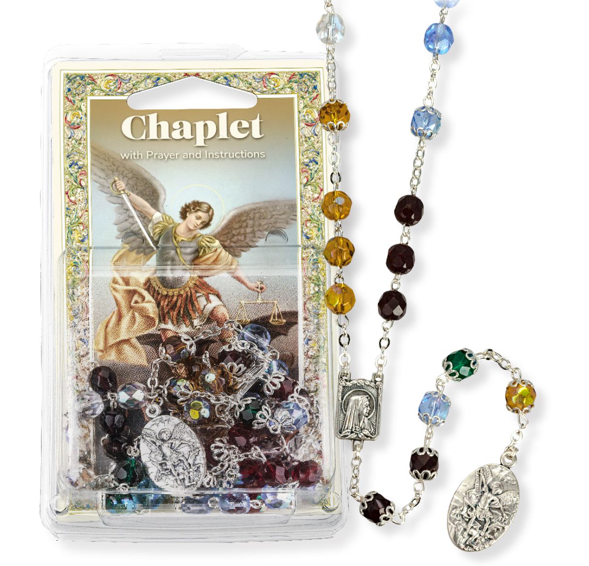 St Michael Chaplet w/multicolor beads