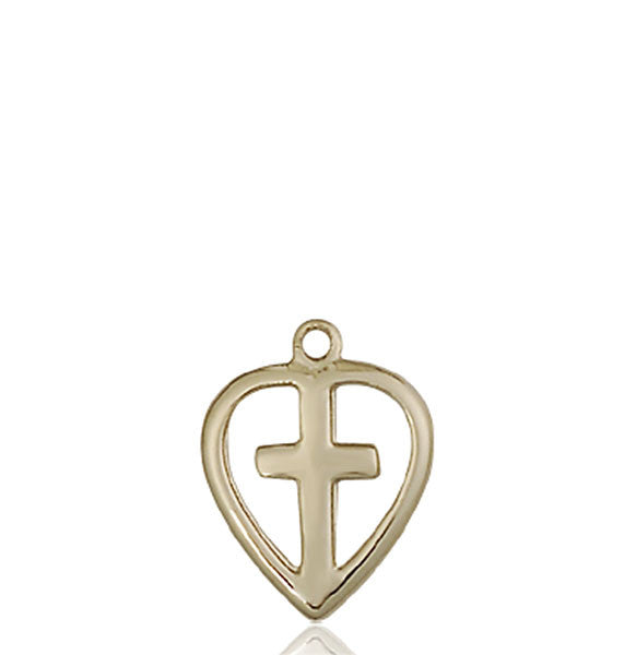 14kt Gold Heart / Cross Medal