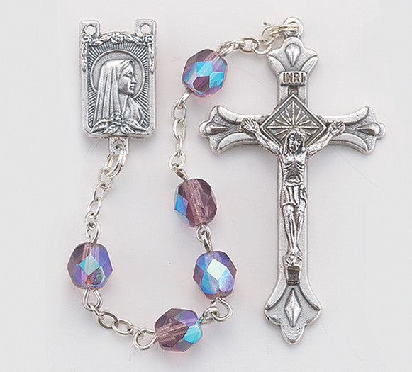 Amethyst Cut Glass Bead Rosary