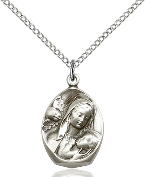 Sterling Silver Madonna & Child Pendant