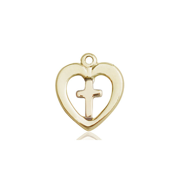 14kt Gold Heart / Cross Medal