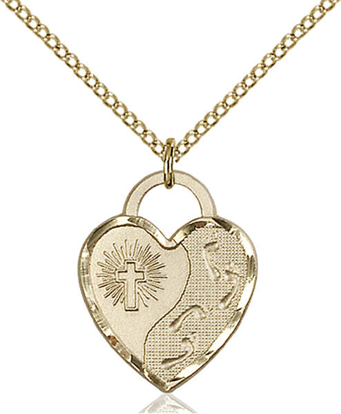 Gold Filled Footprints Heart Pendant