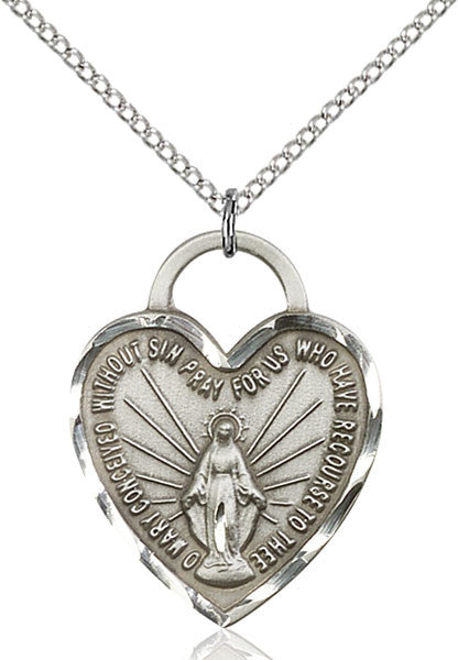 Sterling Silver Miraculous Heart Pendant