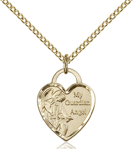 Gold Filled Guardian Angel Heart Pendant