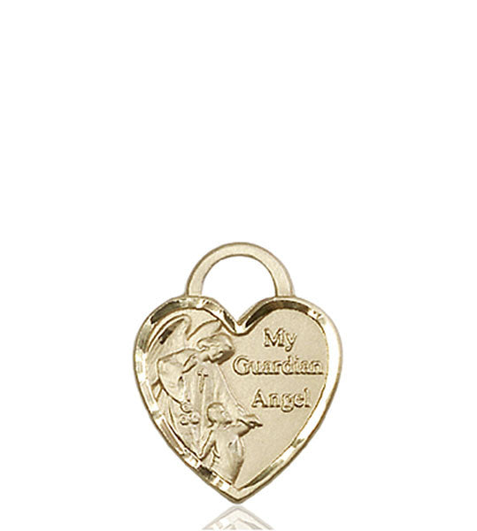 14kt Gold Guardian Angel Heart Medal