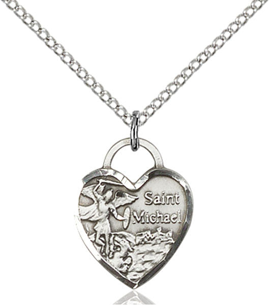 Sterling Silver St. Michael Heart Pendant