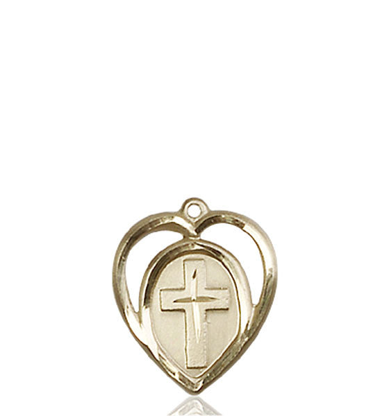 14kt Gold Heart / Cross Medal