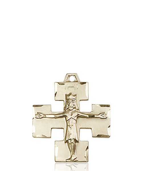 14kt Gold Modern Crucifix Medal