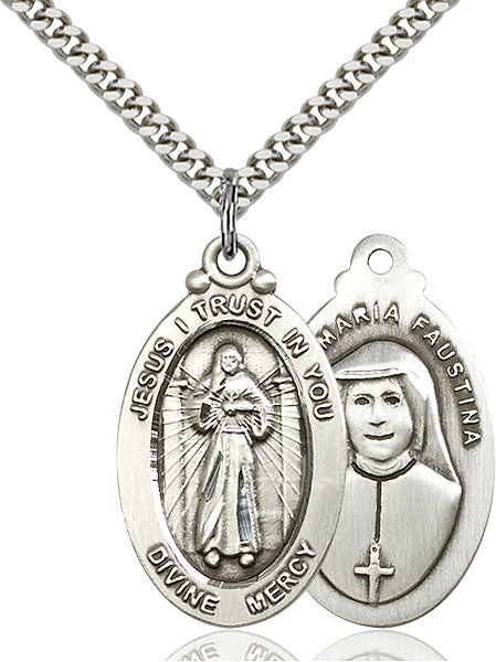 Sterling Silver Divine Mercy Pendant