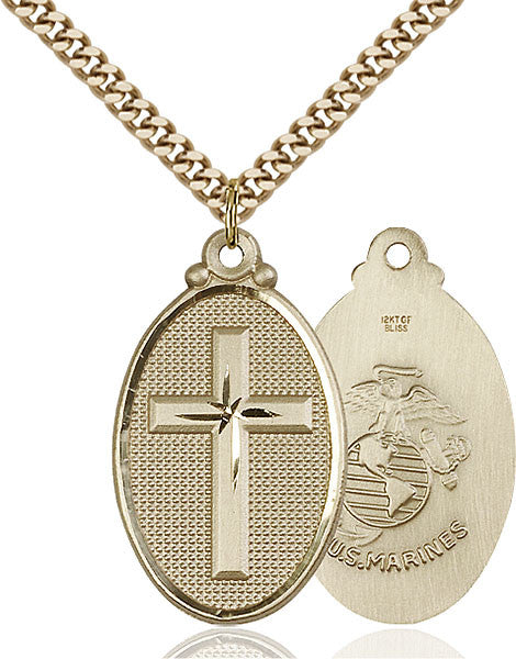 Gold Filled Cross / Marines Pendant