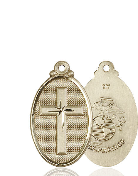 14kt Gold Cross / Marines Medal