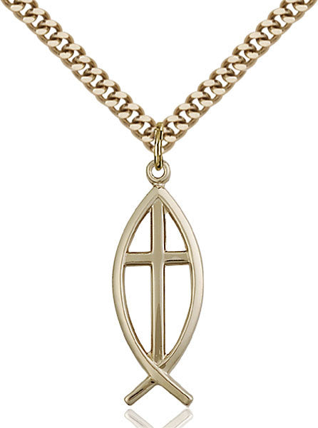 Gold Filled Fish / Cross Pendant