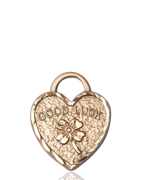 14kt Gold GOOD LUCK SHAMROCK HEART Medal