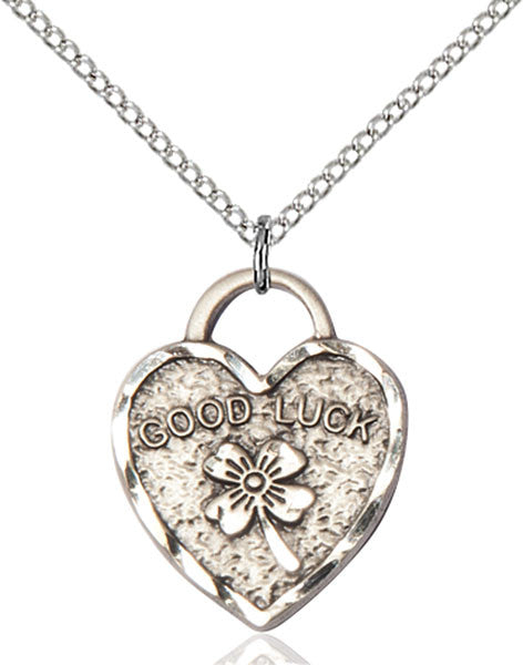 Sterling Silver GOOD LUCK SHAMROCK HEART Pendant