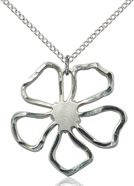 Sterling Silver Five Pedal Flower Pendant