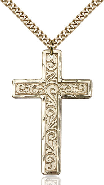 Gold Filled Knurled Cross Pendant