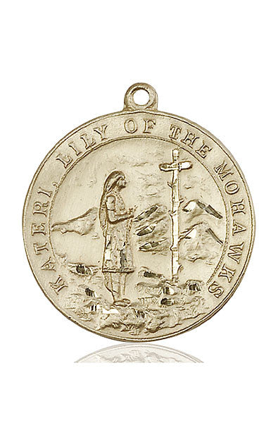 Medalla de Santa Kateri en oro de 14kt