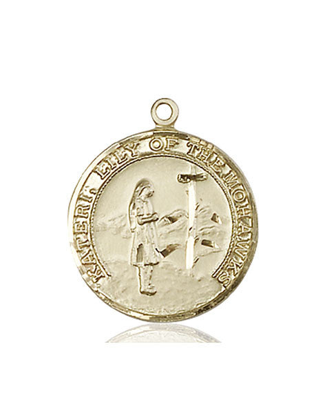 Medalla de Santa Kateri en oro de 14kt