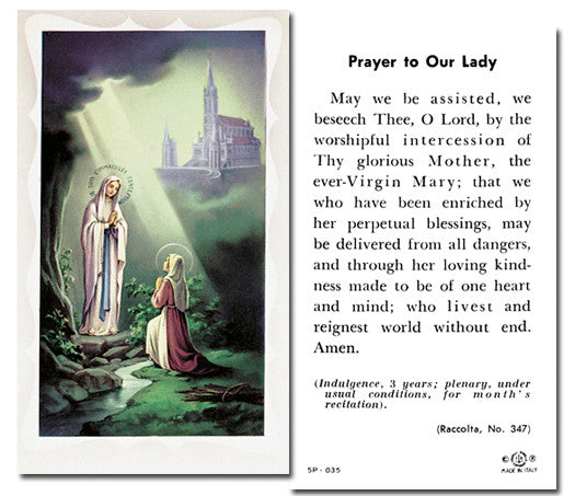 O L Lourdes Holy Card