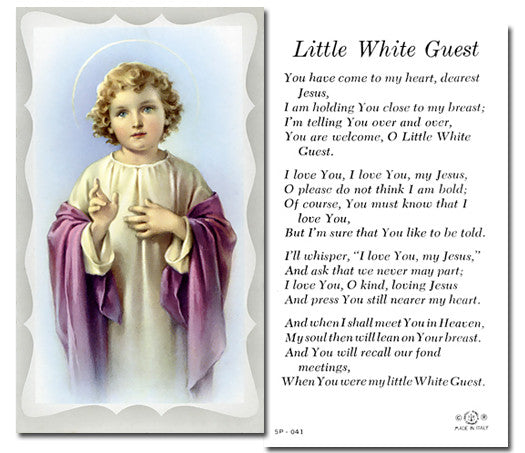 Little White Guest Holy Card