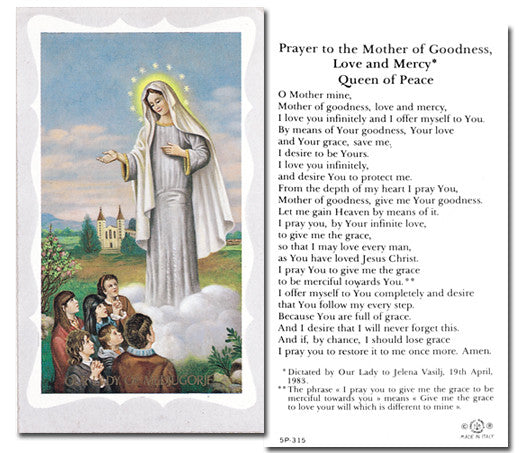 Tarjeta de oración de Nuestra Señora de Medjugorje