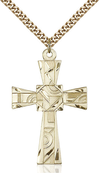 Gold Filled Mosaic Cross Pendant