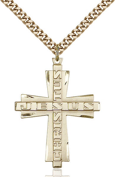 Gold Filled Jesus Christus Cross Pendant