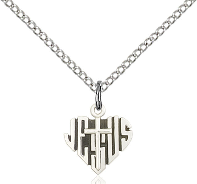 Sterling Silver Heart of Jesus / Cross Pendant