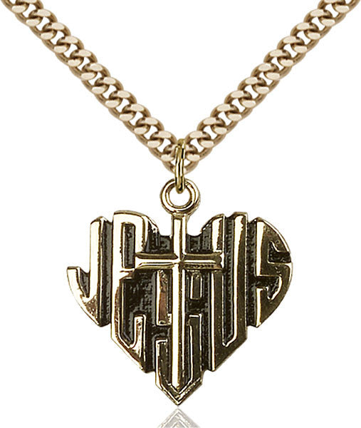 Gold Filled Heart of Jesus / Cross Pendant