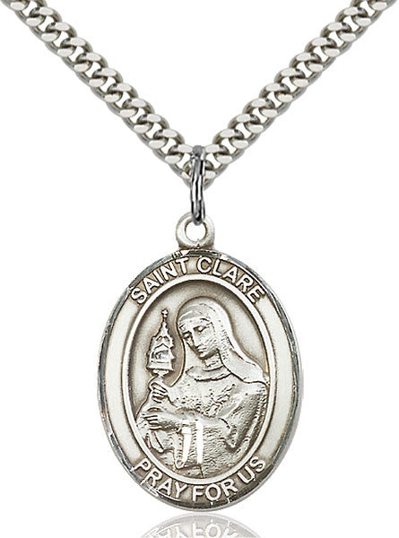 Sterling Silver St. Clare of Assisi Pendant