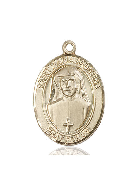 Medalla de Santa María Faustina en oro de 14kt